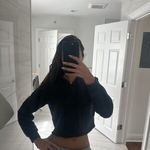 Brandy Melville Charcoal Grey Cropped Hoodie